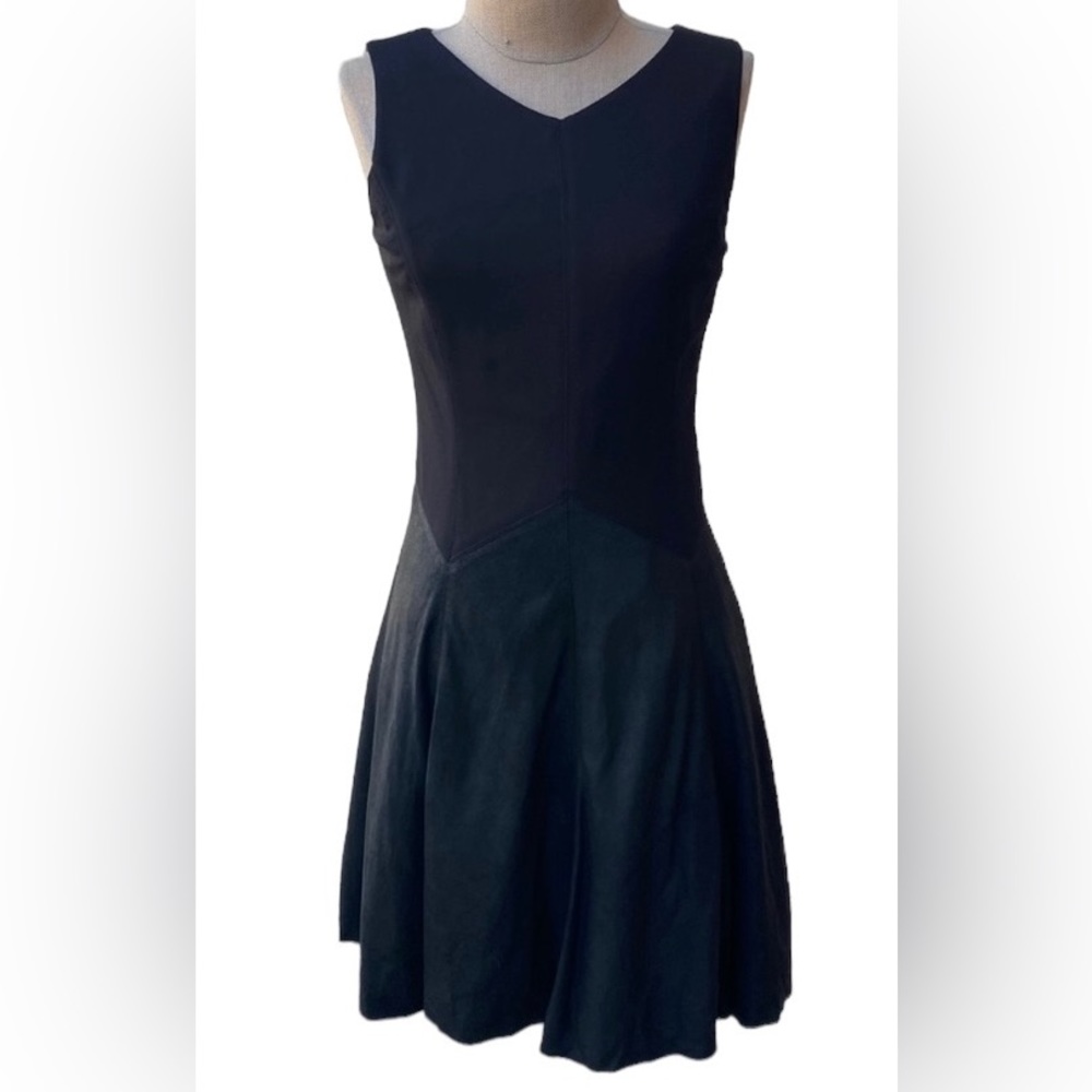ANTONIO MELANI leather blended stunning dress w/genuine leather blend at bottom